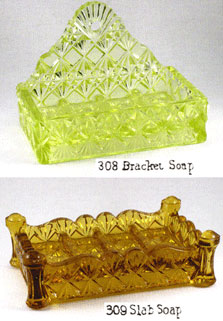 From Dave Peterson to The Pattern Glass School: vaseline and amber bracket soap dishes by King & Co.