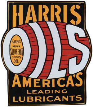 Harris Oils flanged sign from 1920s