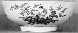 A Worcester Bowl: Of the Dr. Wall period, because the decoration includes exotic Chelsea birds, it dates after decorators from that pottery came, in 1768, to work at Worcester. A Worcester Bowl: Of the Dr. Wall period, because the decoration includes exotic Chelsea birds, it dates after decorators from that pottery came, in 1768, to work at Worcester.
