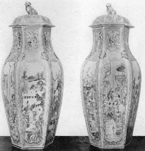 A Pair of Chinese Vases: Worcester of the Dr. Wall period, these decorative pieces of porcelain, 17 inches tall, were made circa 1780. - courtesy Shereve Crump & Low A Pair of Chinese Vases: Worcester of the Dr. Wall period, these decorative pieces of porcelain, 17 inches tall, were made circa 1780. - courtesy Shereve Crump & Low