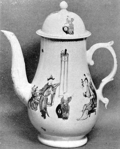 Coffee Pot with Chinese Decoration: Of the Dr. Wall period, this is typical Worcester made to compete with Oriental Lowestoft. - courtesy Shreve Crump & Low Coffee Pot with Chinese Decoration: Of the Dr. Wall period, this is typical Worcester made to compete with Oriental Lowestoft. - courtesy Shreve Crump & Low