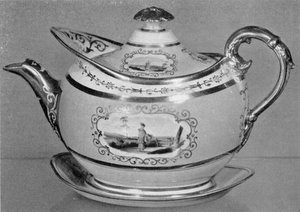 Teapot of Neo-Grecian Design: The decoration is in colors and gilt. Marked, Barr, Flight & Barr. Circa 1810. - courtesy American Art Association-Anderson Galleries Teapot of Neo-Grecian Design: The decoration is in colors and gilt. Marked, Barr, Flight & Barr. Circa 1810. - courtesy American Art Association-Anderson Galleries