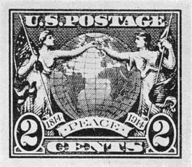 A 1914 Peace Commemorative: Outbreak of World War I prevented this essay becoming a stamp to hail one hundred years of Anglo-American peace. A 1914 Peace Commemorative: Outbreak of World War I prevented this essay becoming a stamp to hail one hundred years of Anglo-American peace.