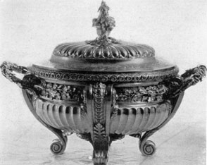 A French Silver Tureen: This was by J. B. Fouache, Paris, 1744, and was bought there by Chancellor Robert R. Livingston. A French Silver Tureen: This was by J. B. Fouache, Paris, 1744, and was bought there by Chancellor Robert R. Livingston.