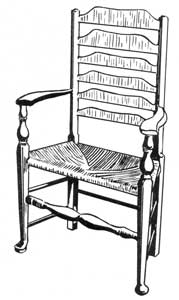 An 18th-Century English Chair: This is a country piece in which the maker endeavored urban sophistication by the shaping of the front legs and the six slats of the back. An 18th-Century English Chair: This is a country piece in which the maker endeavored urban sophistication by the shaping of the front legs and the six slats of the back.