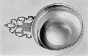 A New York Porringer: Made by John Hastier ,who worked circa 1725-1791. The design of the handle is typical of the form used by 18th-Century New York silversmiths. The porringer bears on the handle the initials P S to E S. A New York Porringer: Made by John Hastier ,who worked circa 1725-1791. The design of the handle is typical of the form used by 18th-Century New York silversmiths. The porringer bears on the handle the initials P S to E S.