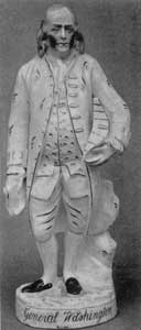 Another Franklin: Early 19th-Century Staffordshire pottery, this statuette is mislabeled "General Washington" by some unknown potter, obviously not over familiar with American personalities. Another Franklin: Early 19th-Century Staffordshire pottery, this statuette is mislabeled "General Washington" by some unknown potter, obviously not over familiar with American personalities.