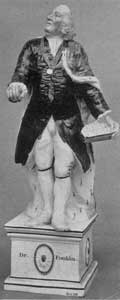 Benjamin Franklin: The work of Enoch Wood, this statuette is almost identical with an earlier one by Ra. Wood. In the latter, the head is turned to the left; in this one, it faces to the front. Benjamin Franklin: The work of Enoch Wood, this statuette is almost identical with an earlier one by Ra. Wood. In the latter, the head is turned to the left; in this one, it faces to the front.