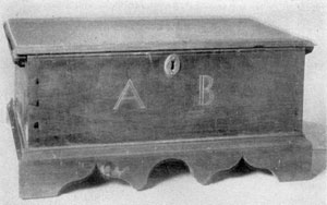 Bible Chest by Amos Darlington, Sr.: The inlaid initials, A B, are those of Amos Brinton, for whom this miniature chest was made. Bible Chest by Amos Darlington, Sr.: The inlaid initials, A B, are those of Amos Brinton, for whom this miniature chest was made.