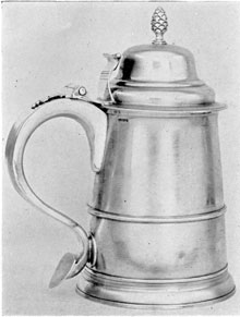 By Patriot Paul Revere: This domed tankard, with pineapple finial, reflects in shape and proportion the classical influence. Paul Revere, 1735-1818, worked in Boston until about 1800, when he forsook silversmithing for copper and brass founding. By Patriot Paul Revere: This domed tankard, with pineapple finial, reflects in shape and proportion the classical influence. Paul Revere, 1735-1818, worked in Boston until about 1800, when he forsook silversmithing for copper and brass founding.