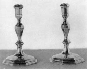 Candlesticks by John Burt: These were given to Nicholas Sever by his students in 1724 and presented to Harvard many years ago by a descendent. Candlesticks by John Burt: These were given to Nicholas Sever by his students in 1724 and presented to Harvard many years ago by a descendent.