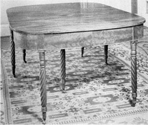 Dining Table by Amos Darlington, Jr.: The turnings of this table, in two parts, match those of the Lafayette bed, made in 1822 by the same craftsman. Dining Table by Amos Darlington, Jr.: The turnings of this table, in two parts, match those of the Lafayette bed, made in 1822 by the same craftsman.