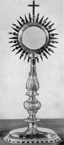 Illustration II: By Françoise Ranvoyze: This monstrance was made for the Quebec Ursulines about 1780 by this outstanding Quebec silversmith, whose dates were 1739-1819. Illustration II: By Françoise Ranvoyze: This monstrance was made for the Quebec Ursulines about 1780 by this outstanding Quebec silversmith, whose dates were 1739-1819.