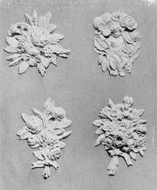 ILLUSTRATION V: Composition Bouquets: Probably to be silvered or colored before being encased in a paperweight in the manner described by Gustav Pazaurek as "glassed-in pastes." ILLUSTRATION V: Composition Bouquets: Probably to be silvered or colored before being encased in a paperweight in the manner described by Gustav Pazaurek as "glassed-in pastes."