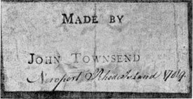 John Townsend Clock Case Label This is dated Newport, 1769. The clock movement was made by William Tomlinson, of London, about 1750. John Townsend Clock Case Label This is dated Newport, 1769. The clock movement was made by William Tomlinson, of London, about 1750.