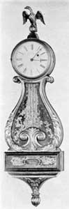 Lyre Clock by Edmund Currier: He was working in Salem in 1837, making watches, time pieces, gallery clocks, and regulators. Lyre Clock by Edmund Currier: He was working in Salem in 1837, making watches, time pieces, gallery clocks, and regulators.