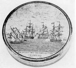 Macdonough's Victory of Lake Champlain: The victory was won September 1814. This engraving was adapted from one of the contemporary prints of this decisive inland naval engagement. Macdonough's Victory of Lake Champlain: The victory was won September 1814. This engraving was adapted from one of the contemporary prints of this decisive inland naval engagement.