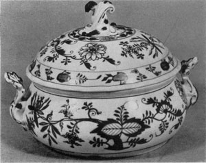 Meissen, Circa 1770: This is decorated in medium blue with the famous Onion pattern. Meissen, Circa 1770: This is decorated in medium blue with the famous Onion pattern.