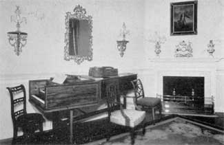 Nelly Custis' English Harpsichord: It was bought by General Washington for her in June, 1789, from Dodd, New York musical instrument maker. The piece cost twenty guineas, against which four guineas were allowed for an earlier spinet. Presented to Mount Vernon by Mrs. Lorenzo Lewis, daughter-in-law of Nelly Custis, shortly after the mansion was purchased by the Association. Nelly Custis' English Harpsichord: It was bought by General Washington for her in June, 1789, from Dodd, New York musical instrument maker. The piece cost twenty guineas, against which four guineas were allowed for an earlier spinet. Presented to Mount Vernon by Mrs. Lorenzo Lewis, daughter-in-law of Nelly Custis, shortly after the mansion was purchased by the Association.