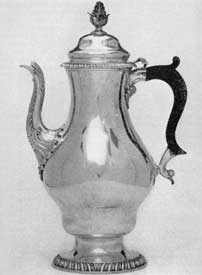 Rococo elegance of the decade prior to the American Revolution: a coffee pot made by the New York master craftsman, Myer Myers (1723-1795). Rococo elegance of the decade prior to the American Revolution: a coffee pot made by the New York master craftsman, Myer Myers (1723-1795).