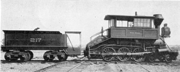 The Ross Winans, Circa 1850: This is an early and unique type of locomotive built by the Baltimore & Ohio. Although the design was discarded, this locomotive was preserved by the railroad as an example of its type. The Ross Winans, Circa 1850: This is an early and unique type of locomotive built by the Baltimore & Ohio. Although the design was discarded, this locomotive was preserved by the railroad as an example of its type.