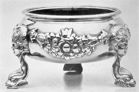 Salt Dish in the Rococo Style: One of a pair made about 1740 by Charles Le Roux, son of Bartholomew Le Roux. It is among the most elaborately decorated pieces of silver of this style made in New York. Their maker worked circa 1724-1745. Salt Dish in the Rococo Style: One of a pair made about 1740 by Charles Le Roux, son of Bartholomew Le Roux. It is among the most elaborately decorated pieces of silver of this style made in New York. Their maker worked circa 1724-1745.