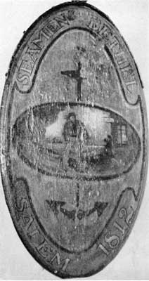 Seamen’s Bethel: The central horizontal oval shows a sailor with his duffel bag approaching this marine tavern. On the reverse is a finely gilded eagle similarly placed. Seamen’s Bethel: The central horizontal oval shows a sailor with his duffel bag approaching this marine tavern. On the reverse is a finely gilded eagle similarly placed.