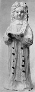 Staffordshire Salt Glaze: Done in white, with touches of dark brown clay, it is a primitive portrait figure of Dr. Henry Sacheverell, center of a famous clerical-political trial. Made circa 1745. Staffordshire Salt Glaze: Done in white, with touches of dark brown clay, it is a primitive portrait figure of Dr. Henry Sacheverell, center of a famous clerical-political trial. Made circa 1745.