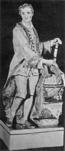 Statue of Sir Isaac Newton: Marked "Ra. Wood, Burslem," it is decorated with overglaze enamel in colors, which this potter used with fine effect. Statue of Sir Isaac Newton: Marked "Ra. Wood, Burslem," it is decorated with overglaze enamel in colors, which this potter used with fine effect.