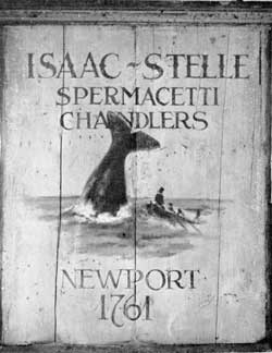 The Stelle Sign from Newport, R. I.: This side shows a whaling scene. And the reverse, a view of candle factory on the wharf at Newport. The Stelle Sign from Newport, R. I.: This side shows a whaling scene. And the reverse, a view of candle factory on the wharf at Newport.