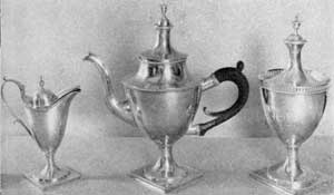 Vice-President Aaron Burr's teaset made by Abraham du Bois prior to 1800, a Philadelphia interpretation of the classic style in American silver. Vice-President Aaron Burr's teaset made by Abraham du Bois prior to 1800, a Philadelphia interpretation of the classic style in American silver.