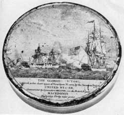 Victory of United States over The Macedonia: This view of the engagemant stresses in its caption that the capture was achieved in seventeen minutes. Victory of United States over The Macedonia: This view of the engagemant stresses in its caption that the capture was achieved in seventeen minutes.