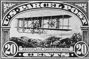 A Wrong Airplane Design: This essay was engraved from a photograph of an airplane taken on the ground, so it has the aviator's feet of the controls and mail pouch dangling perilously near his head. A Wrong Airplane Design: This essay was engraved from a photograph of an airplane taken on the ground, so it has the aviator's feet of the controls and mail pouch dangling perilously near his head.