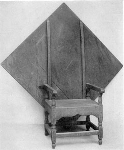 A 17th Century Hutch Chair: With the top up it is an armchair and with it down a table. Pieces of the same design were made for settles. Hutch chairs continued to be made in America until well into the 19th Century, particularly by country cabinetmakers. Pine was wood most frequently used. A 17th Century Dower Chest: An outstanding piece typical of those of Hartford origin this was an early example of the blanket chest that continued to be made in America through the first quarter of the 19th Century. Beneath the chest part it has two parallel drawers. Made of paneled oak, decoration of the front was achieved by shallow carving and half-round applied turnings painted black.