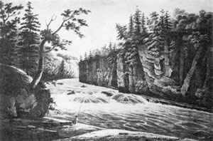 7. Source of the view in fig. 5 — Wall's painting, Rapids Above Hadley's Falls, as engraved in the Hudson River Port Folio, 1823. 7. Source of the view in fig. 5 — Wall's painting, Rapids Above Hadley's Falls, as engraved in the Hudson River Port Folio, 1823.