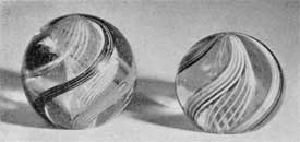 Antique Swirled Glass Marbles: With these the bases were flattened so that they became miniature paperweights. Antique Swirled Glass Marbles: With these the bases were flattened so that they became miniature paperweights.
