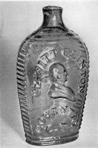 DeWitt Clinton Flask of Coventry Glass: A liquor container with horizontally ridged, non-slip sides. This design, considered modern in 1933, actually dates back more than a century. DeWitt Clinton Flask of Coventry Glass: A liquor container with horizontally ridged, non-slip sides. This design, considered modern in 1933, actually dates back more than a century.
