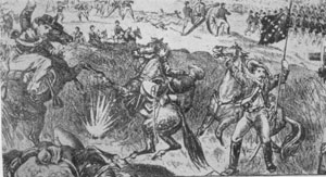 Forerunner of the Picture Post Card: This all-over patriotic envelope of the Civil War period depicts a scene from the Battle of Gettysburg. It beats the imprint of Charles Magnus, a New York lithographer, who produced this and a number of other timely envelopes during this period. Forerunner of the Picture Post Card: This all-over patriotic envelope of the Civil War period depicts a scene from the Battle of Gettysburg. It beats the imprint of Charles Magnus, a New York lithographer, who produced this and a number of other timely envelopes during this period.