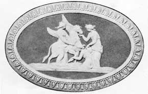 9. Nymphs Caring for Pegasus, a tri-colored Wedgwood jasper inspired by Bartoli's late 17th century engraving of a wall-painting in the Nasonii tomb (2nd century A.D. Roman). 9. Nymphs Caring for Pegasus, a tri-colored Wedgwood jasper inspired by Bartoli's late 17th century engraving of a wall-painting in the Nasonii tomb (2nd century A.D. Roman).