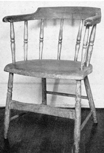A Late Windsor: This is typical of the Windsor chairs made in the early days of factory produced furniture. Such chairs were widely used, especially in country hotels, lodge rooms and stores. A Late Windsor: This is typical of the Windsor chairs made in the early days of factory produced furniture. Such chairs were widely used, especially in country hotels, lodge rooms and stores.
