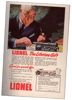 Lionel's 1948 catalog offer included a set of six cut out cardboard buildings and, the rage of the day, 3-D blue-and-red photographs that could be viewed through the included pair of cardboard and plastic Stereopticon Eyeglasses - all just for a quarter. Lionel's 1948 catalog offer included a set of six cut out cardboard buildings and, the rage of the day, 3-D blue-and-red photographs that could be viewed through the included pair of cardboard and plastic Stereopticon Eyeglasses - all just for a quarter.