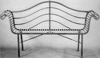 A Lyre Bench in Adam Simplicity: Made circa 1795, it typifies the grace and restraint of that classic style, but also employs serpentine curves for the back and bold outward curves for the arms. The transverse slats of the seat and the arms are unusual. A Lyre Bench in Adam Simplicity: Made circa 1795, it typifies the grace and restraint of that classic style, but also employs serpentine curves for the back and bold outward curves for the arms. The transverse slats of the seat and the arms are unusual.