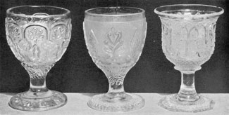 More Uncommon Goblet Designs: A slug of metallic lead can be faintly seen in the foot of goblet G which also stands unevenly. The pontil could not be ground evenly because of this imperfection. Goblet I has many characteristics of Sandwich work but the form of the stem is sufficiently different to make absolute attribution unwise for the present. More Uncommon Goblet Designs: A slug of metallic lead can be faintly seen in the foot of goblet G which also stands unevenly. The pontil could not be ground evenly because of this imperfection. Goblet I has many characteristics of Sandwich work but the form of the stem is sufficiently different to make absolute attribution unwise for the present.