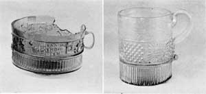 Illustration IV, IV-A: Mugs Made in Like Manner: Illustration IV, a cup or mug made and signed by ENNION. Illustration IV-A, American three-mold mug made 1820-1850. Illustration IV, IV-A: Mugs Made in Like Manner: Illustration IV, a cup or mug made and signed by ENNION. Illustration IV-A, American three-mold mug made 1820-1850.