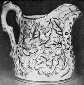 2. Parian porcelain pitcher, acorn design, made by Charles Cartlidge & Co., Greenpoint (Brooklyn), N. Y., 1848-56. Designed by Josiah Jones. 2. Parian porcelain pitcher, acorn design, made by Charles Cartlidge & Co., Greenpoint (Brooklyn), N. Y., 1848-56. Designed by Josiah Jones.