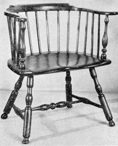 A Philadelphia Low-Back Windsor: This chair with characteristic blunt-arrow turned legs and shaping of the seat, dates between 1750 and 1770. A Philadelphia Low-Back Windsor: This chair with characteristic blunt-arrow turned legs and shaping of the seat, dates between 1750 and 1770.