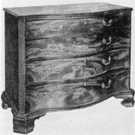 Philadelphia Chippendale by Gostelowe: This serpentine-fronted chest of drawers of mahogany with chamfered and needed front corners and shaped bracket feet shows how Chippendale designs could inspire the gifted cabinetmakers of Philadelphia. Philadelphia Chippendale by Gostelowe: This serpentine-fronted chest of drawers of mahogany with chamfered and needed front corners and shaped bracket feet shows how Chippendale designs could inspire the gifted cabinetmakers of Philadelphia.