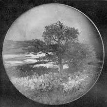 Illustration III: Plaque Decorated by Joseph Jefferson: In 1910 this famous American actor, who was also a painter of ability, spent a day at the pottery. A special studio was provided for him and he executed five or six similar pieces. All show much of the style and freedom of modern painting. Illustration III: Plaque Decorated by Joseph Jefferson: In 1910 this famous American actor, who was also a painter of ability, spent a day at the pottery. A special studio was provided for him and he executed five or six similar pieces. All show much of the style and freedom of modern painting.