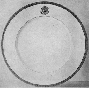 Plate for United States Embassies: It has an etched gold border and seal of the United States done in the same manner. Plate for United States Embassies: It has an etched gold border and seal of the United States done in the same manner.
