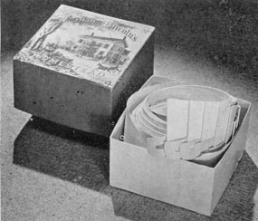 A Post Bellum Collar Box: This container with paper collars still within, displays a colored print of Lincoln's home on its cover. The box is of paper and was made in 1868. A Post Bellum Collar Box: This container with paper collars still within, displays a colored print of Lincoln's home on its cover. The box is of paper and was made in 1868.